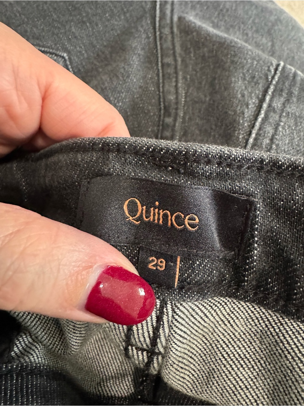 Quince Bella W29/28"L Charcoal Black Straight Relaxed Fit Wide-Leg Jeans. HRise - Picture 4 of 6